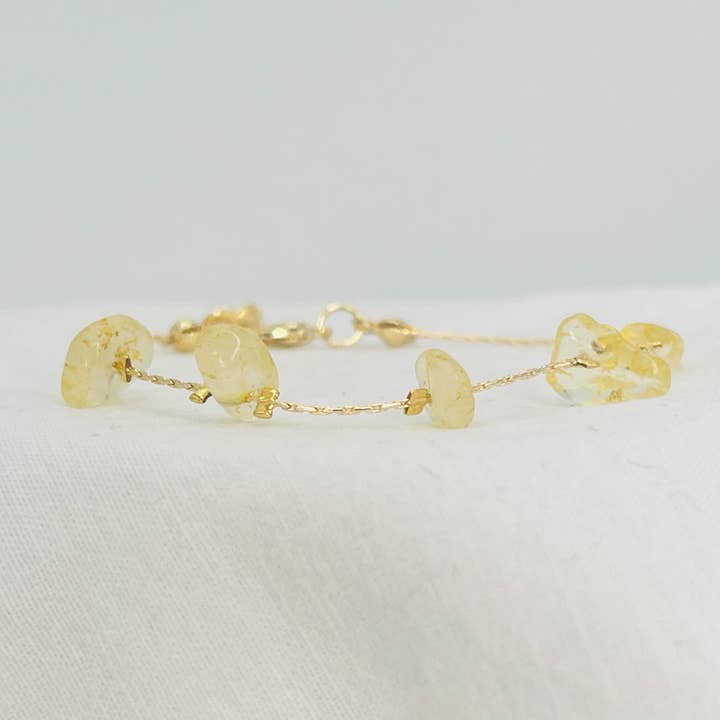 Cobra Chain Bracelet Citrine Natural Stone Adjustable for wholesale by Loli