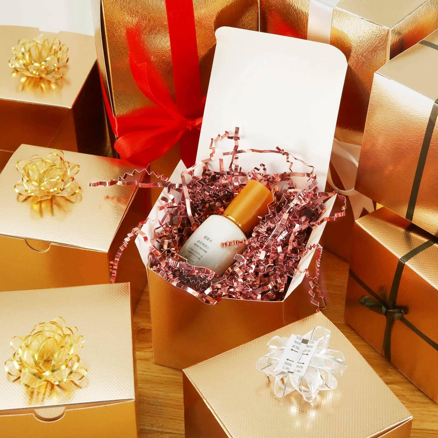 Posh Paper - Wholesale Tissue Paper - Metallic Rose Gold Crinkle Paper Shredded Gift Basket Filler, 1 LB4