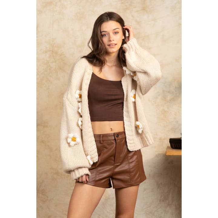 Calção Costura Frente Calção Pele Faux por atacado de Apolline