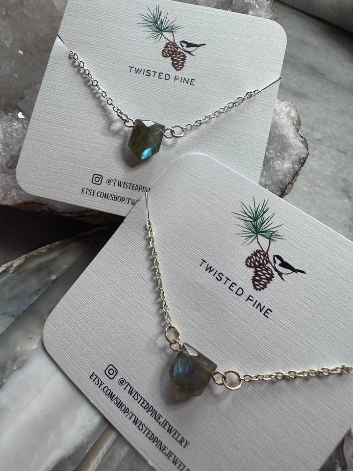 MINI SHIELD NECKLACE - labradorite for wholesale by Twisted Pine Jewelry