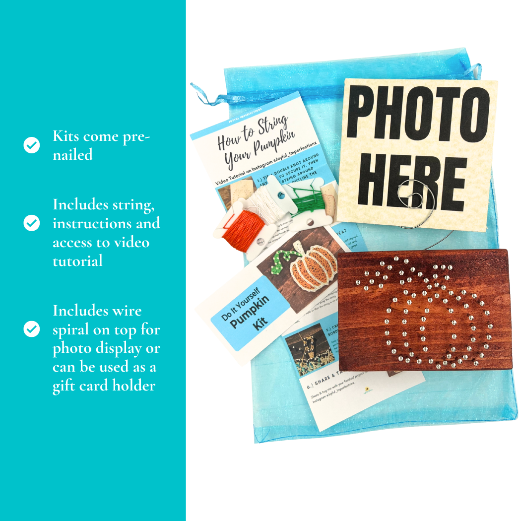 Joyful Imperfectionz - Vente Kit de bricolage - Kit de bricolage pour art de ficelle citrouille – Artisanat d'automne pour décoration ou cadeaux1