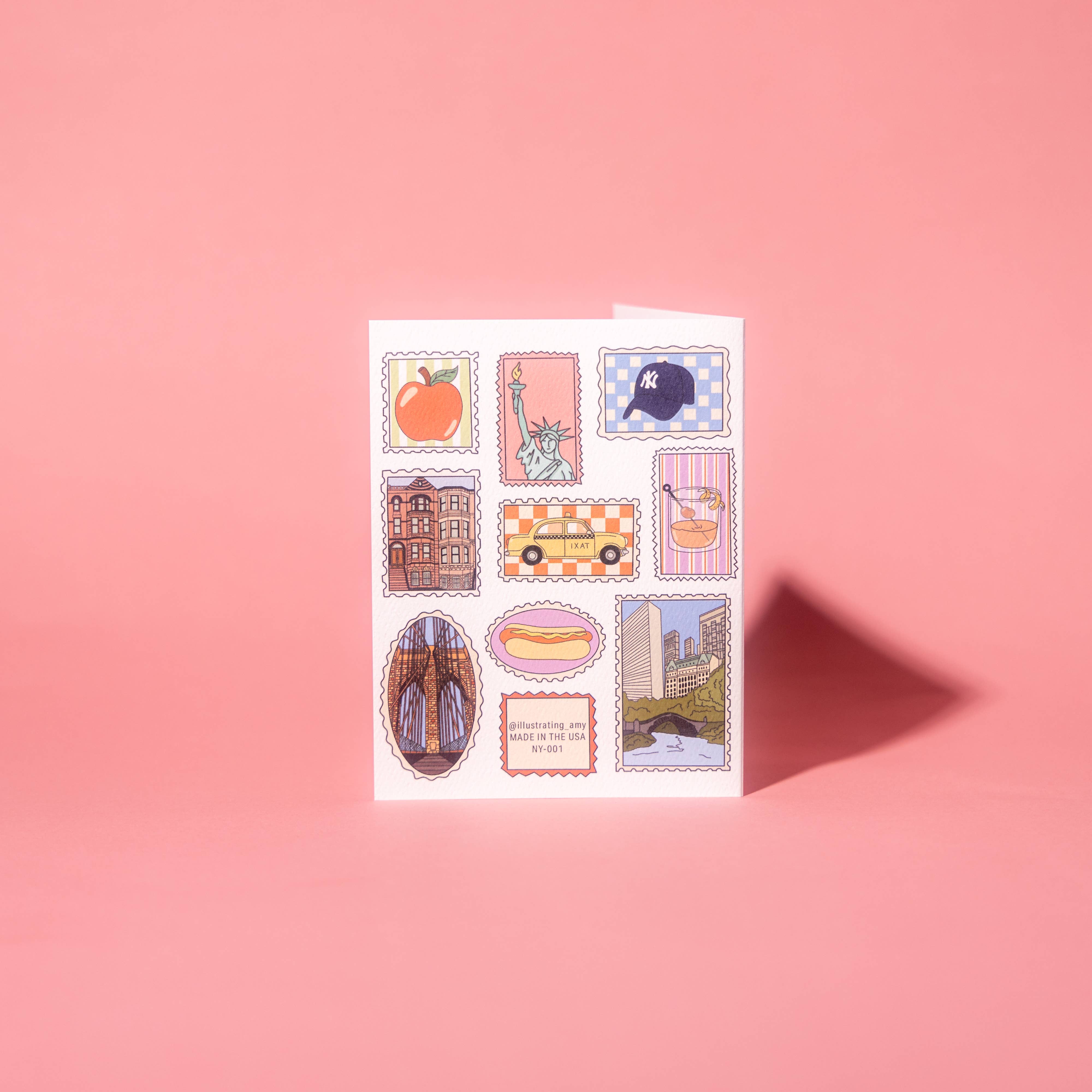Illustrating Amy - Wholesale Travel Card - New York City Stamps Card3