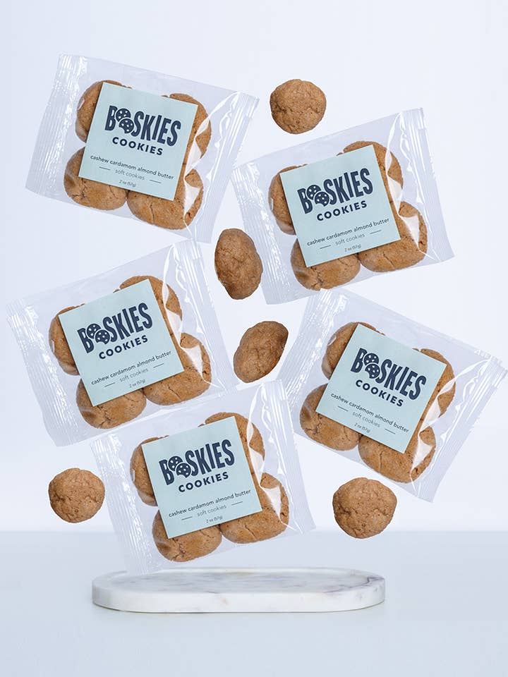 Cashew Cardamon Almond Butter Cookie Mini Packs for wholesale by Booskies Cookies
