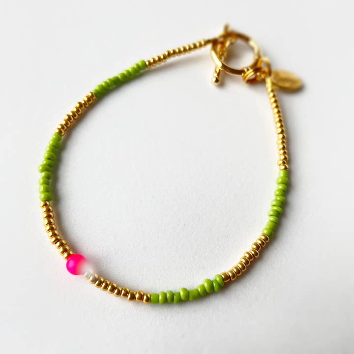 2022-A01-025 - Bracciale - Oro - Swarovski - Pink Neon - Verde per la vendita all'ingrosso da parte di Petite Marie Jewelry