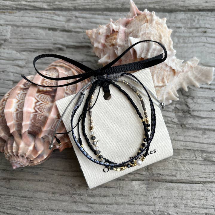 Japansk Miyuki justerbart armbåndsæt, 3 stk., sort for engroshandel hos Ocean Ripples