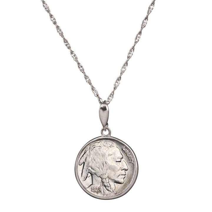 American Coin Treasures - Wholesale Pendant/Charm Necklace - Buffalo Nickel Coin Sterling Silver Necklace