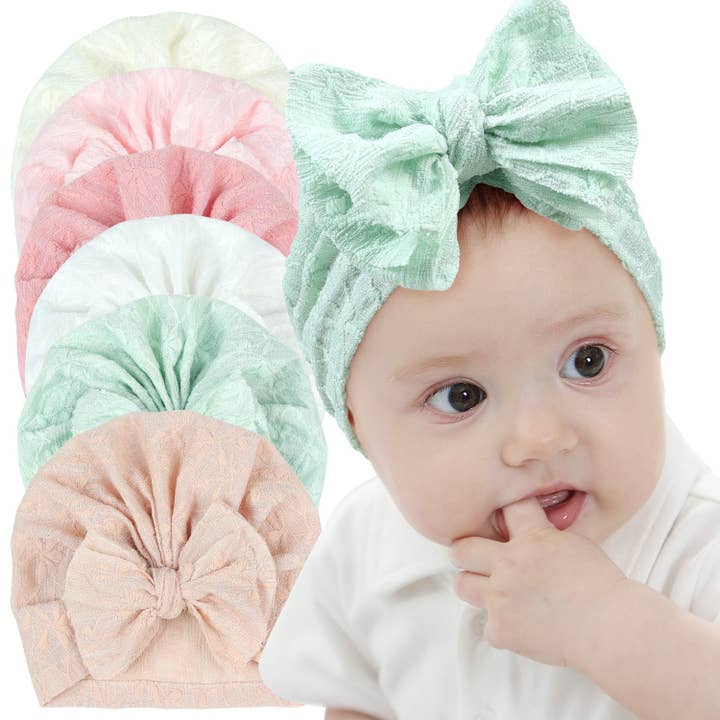 Little Chic Boutique - Venta al por mayor Gorro - Bebés - Accesorios para bebés al por mayor: Sombreros transpirables de encaje de color sólido con lazo para infantes V38240611000516