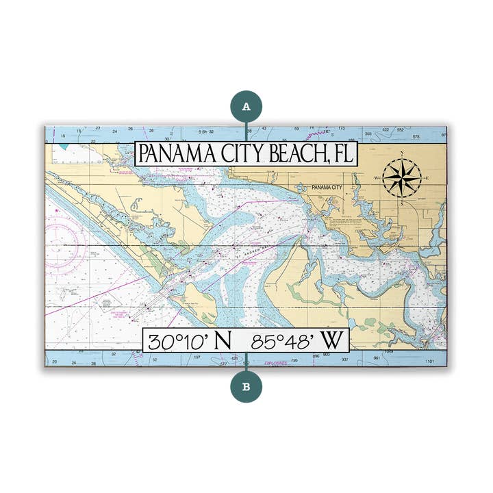 Tableau de la région de Panama City, FL - Art mural en bois et métal pour la vente par Old Wood Signs