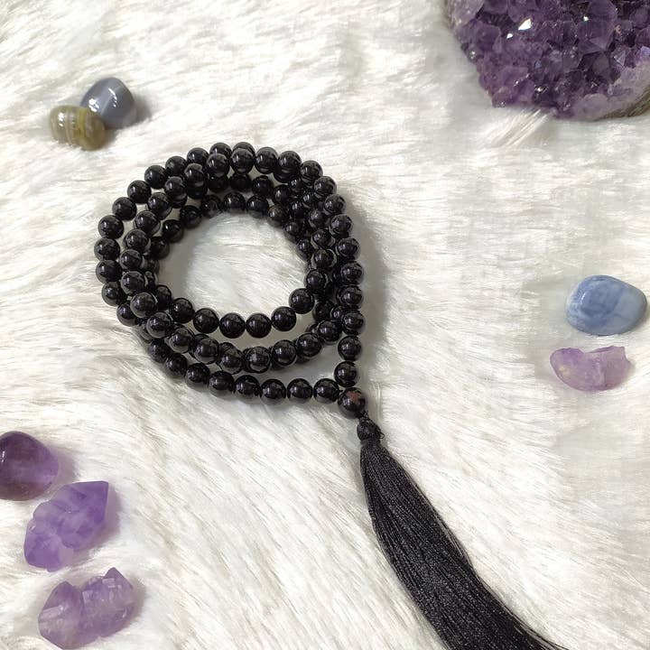 Soothing Crystals - Wholesale Prayer Beads Necklace - Gemstone Mala | Black Tourmaline | 108 Prayer Beads Jap Mala1