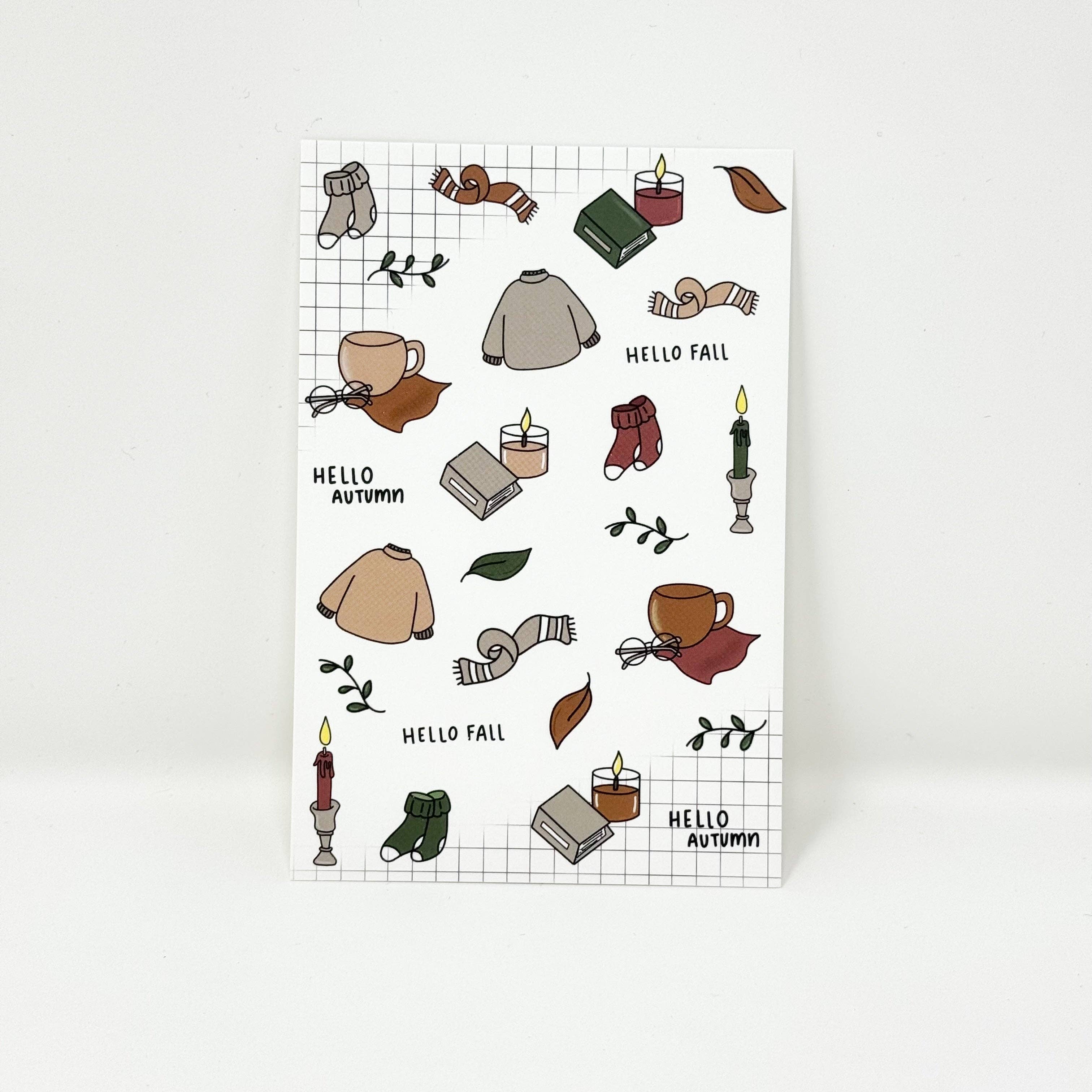 Plannermonkeyco - Vente Journal intime - Carte de journalisation 4x6 Doodles d'automne0