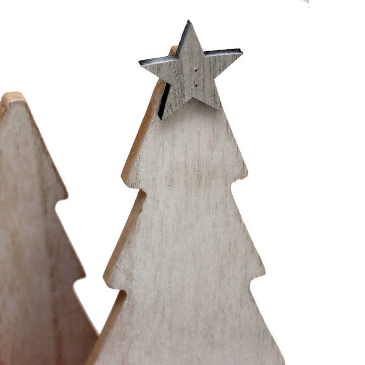 Paris Loft Inc - Wholesale Christmas Decoration - Wooden Christmas Tree with Sliver Star and Wood Base