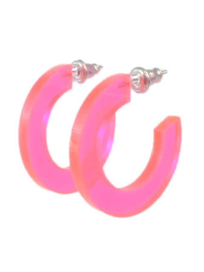 NEON PINK HOOP EARRINGS for wholesale by The Paper Dress