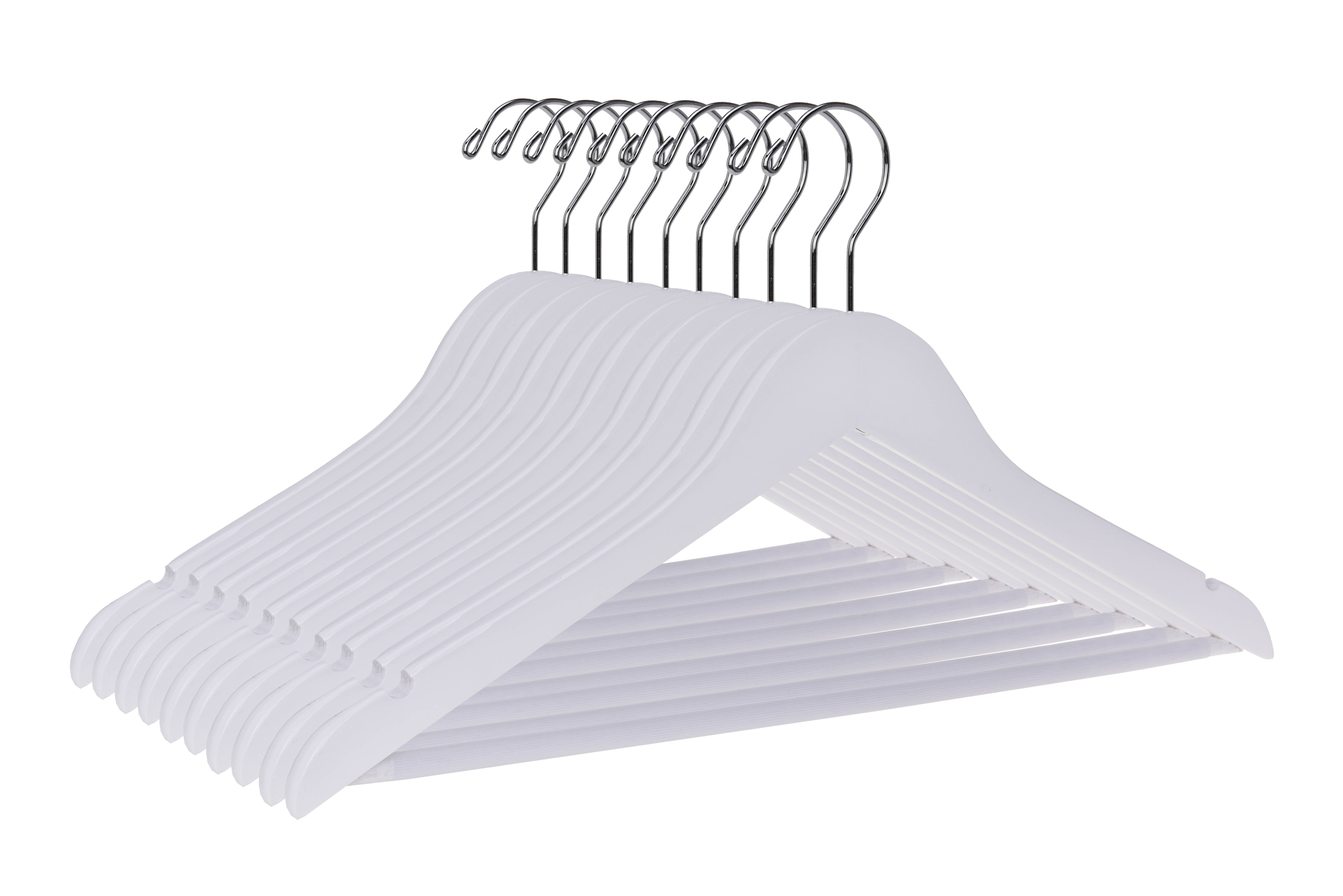 Quality Hangers - Vente Cintres - Cintre en bois semi-incurvé W040, 17,5 pouces, blanc - 808