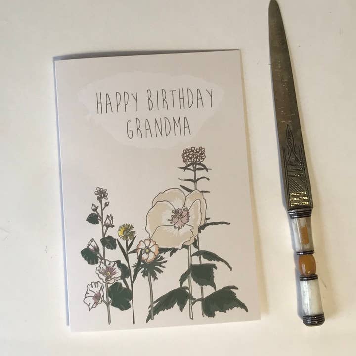 Lise Marie prints – postal de parabéns por atacado – Feliz aniversário vovó, cartão botânico floral