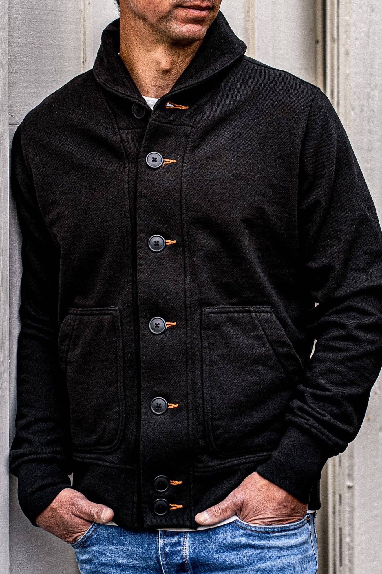 basalt Herr Bodega Sjalkofta | 14oz 100% Bomull French Terry - Basalt för wholesale på Faire13