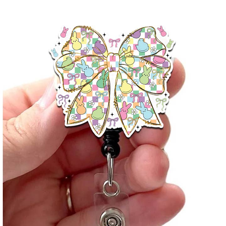 Easter Coquette Bow Badge Reel, Badge Holder for wholesale by Good Girl Gone Badge