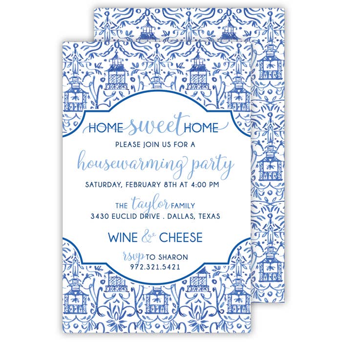 Padrão de pagode azul grande plano por atacado de RosanneBeck Collections