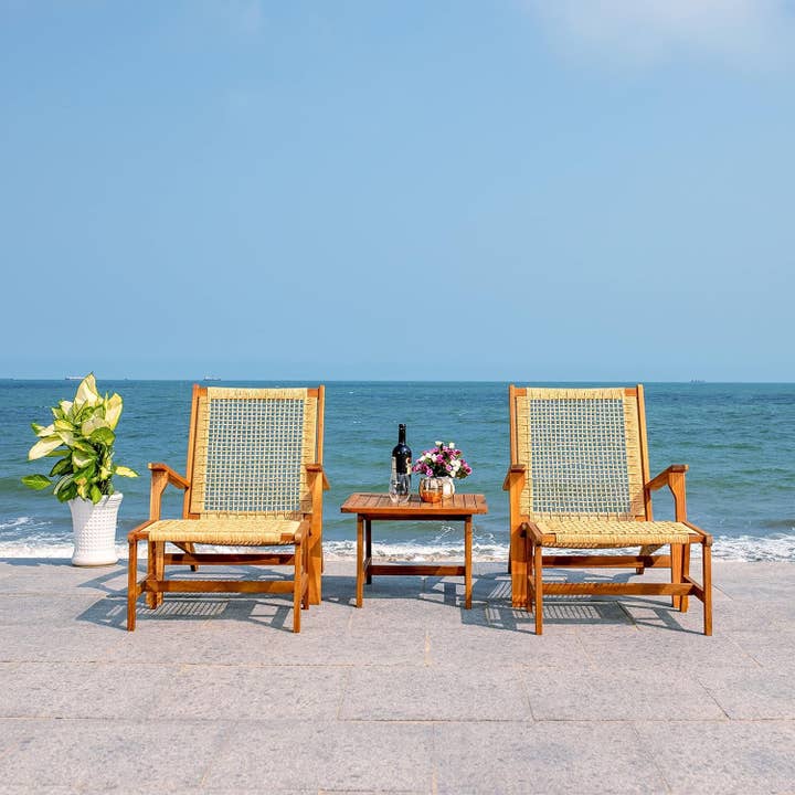 Outdoor Collection Chantelle Acacia Wood Woven Rattan 5-Piece Patio Set PAT7076A, Natural/Light Brown and other Purchase Wholesale sedie rattan. Free Returns & Net 60 Terms on Faire trending on Faire.