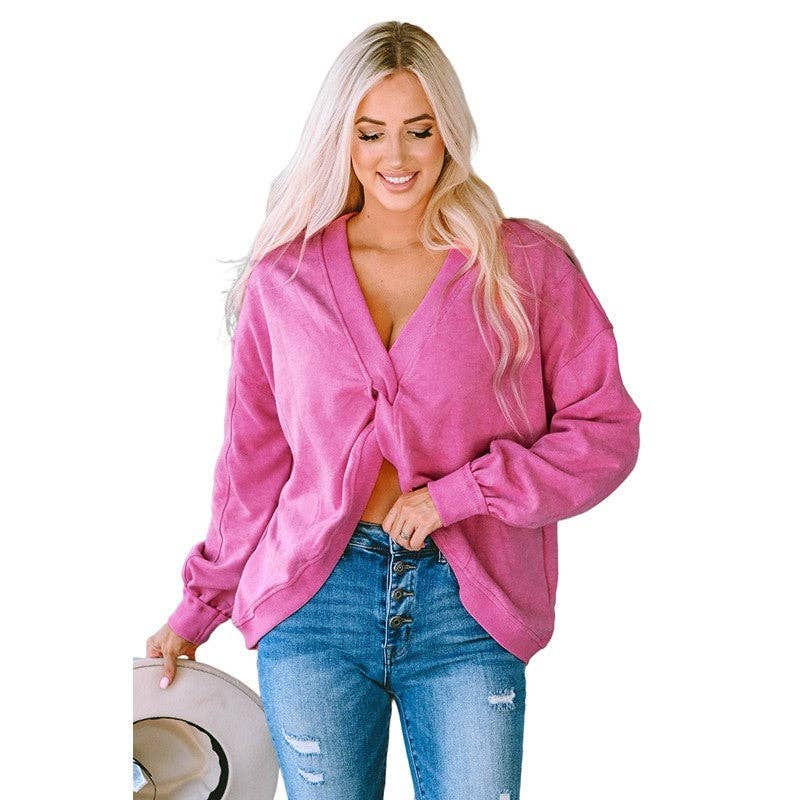 ShieldChic – wholesale Sweatshirt – Women's – Loose-Fit Minimalist Solid Color Ribbed Cuff Sweatshirt1