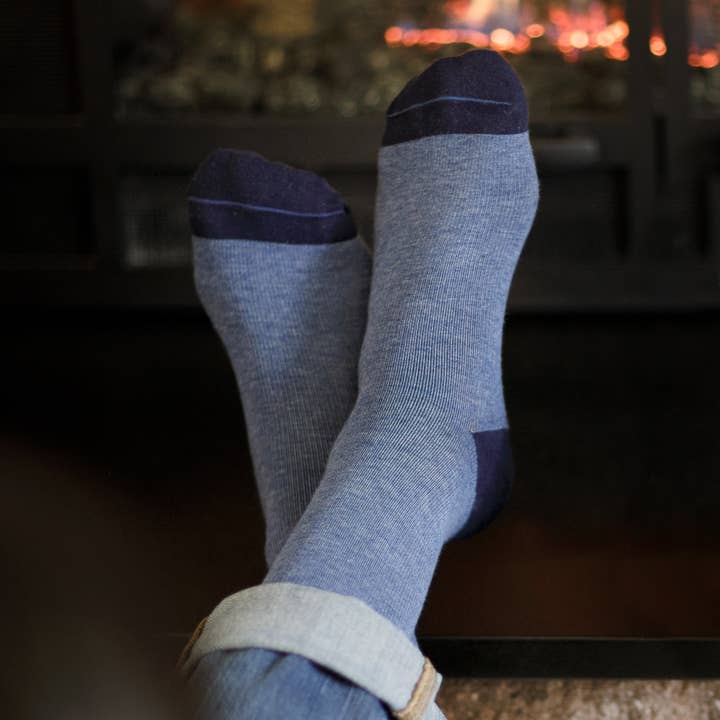 Navy 30-40 mmHg Cotton Compression Socks: Heathered Collection for wholesale on Faire4