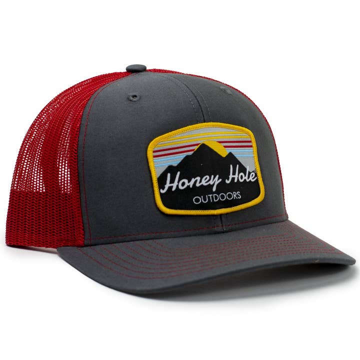 Snapback - MTN - Charcoal/Red for wholesale by Honey Hole Outdoors