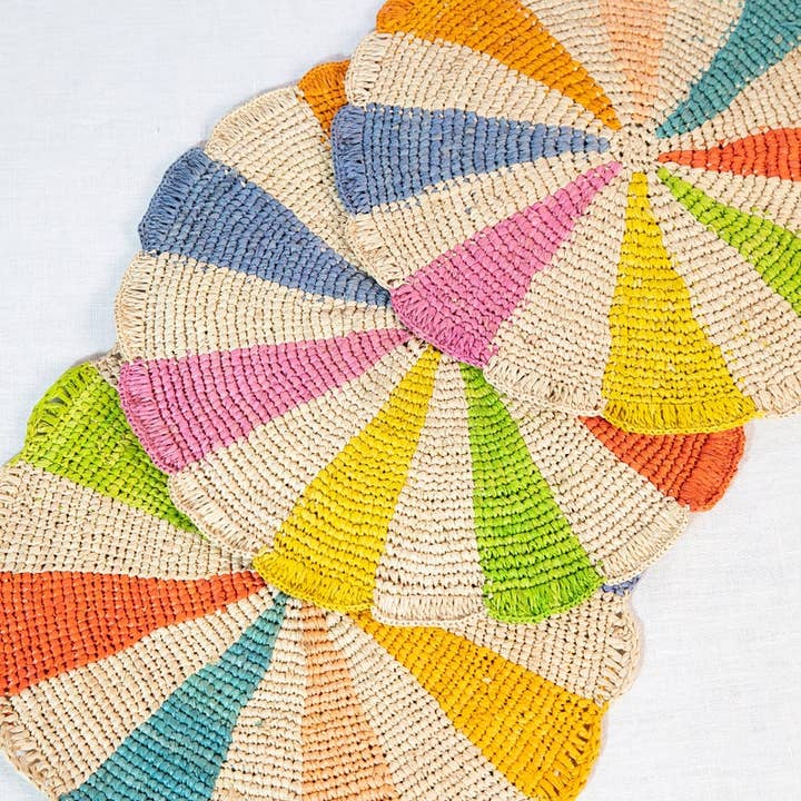 Payton James - Wholesale Placemat - Raffia colorful round placemat Handhowen colorful table mats2