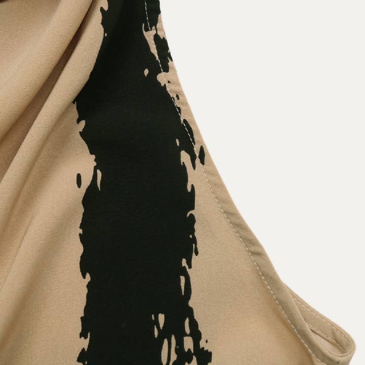 KHAKI Chic Soft Print Mock Neck Sleeveless Top for wholesale on Faire
