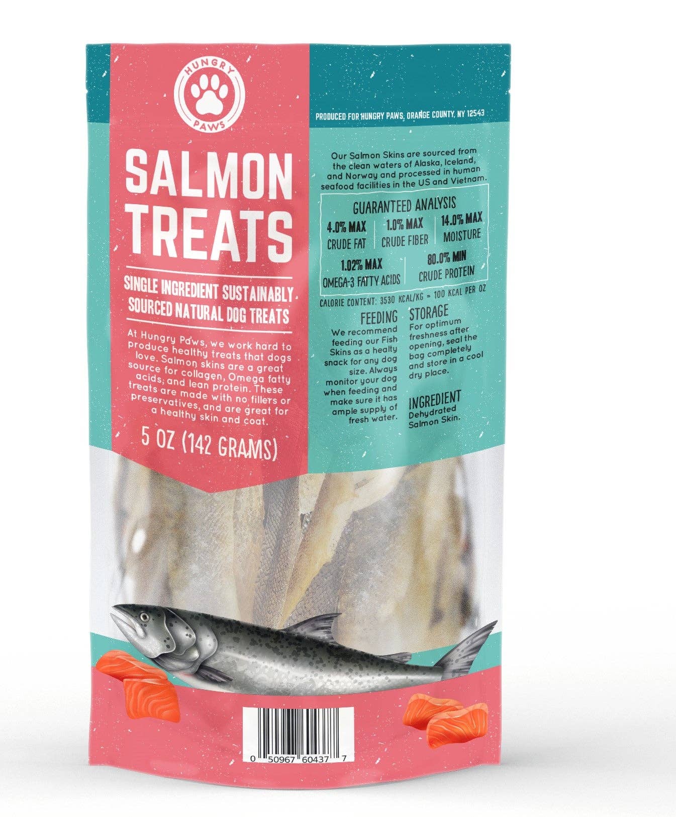 Hungry Paws - Wholesale Pet Treats - Dog - Salmon Skin for Dogs -    5 oz MSC1