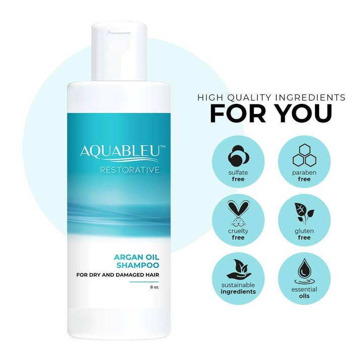 Aquableu – Champô por atacado – Shampoo de óleo de argão 8oz3