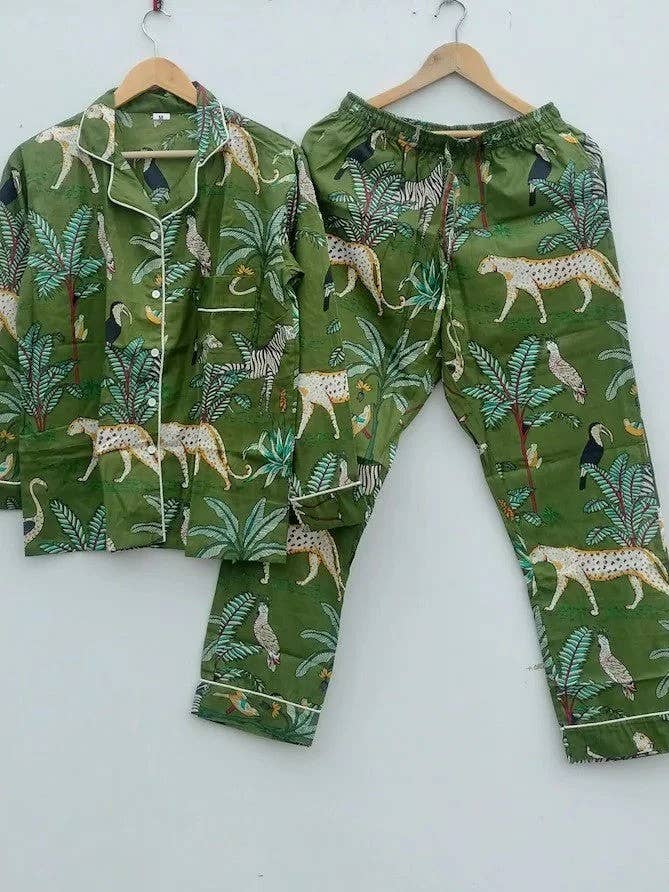 Indisk PJ-sæt Bomuld Trykt Pyjamasæt Nattøj Pyjamasæt for engroshandel hos GYPSY STUDIO