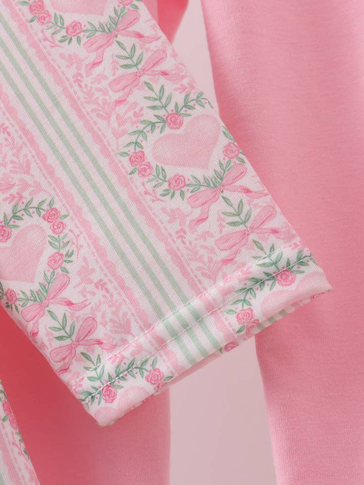 Mom & Co. - Wholesale Top & Pant Set - Kids - Pink bow floral pants set3