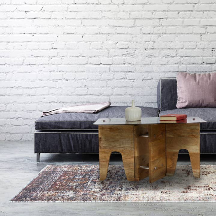 River of Goods - Wholesale Coffee Table - 32" Mildred Mid-Century Wood & Gray Glass Coffee Table6