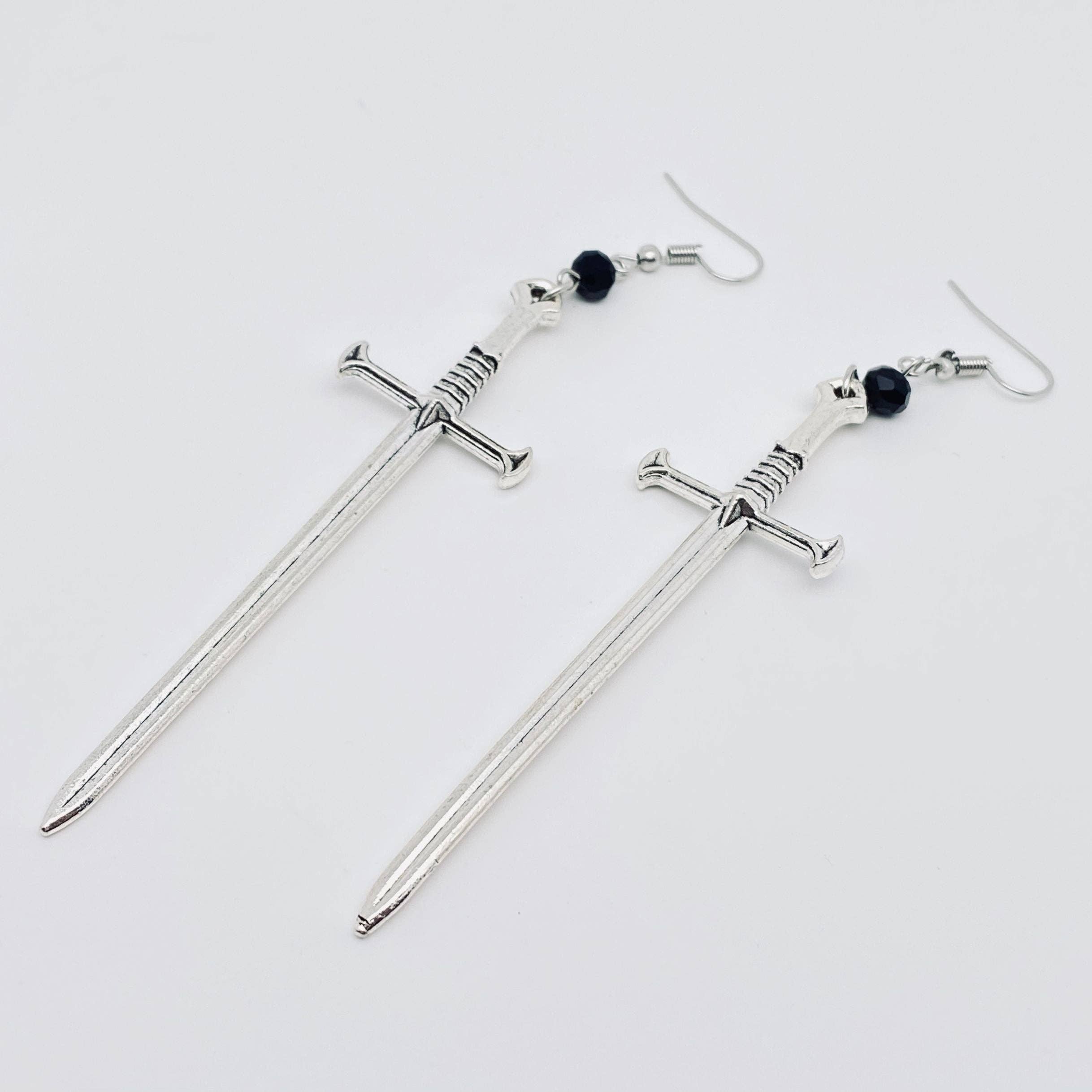 CH  Creative Silver Sword Pendant Earrings - GT for wholesale on Faire1
