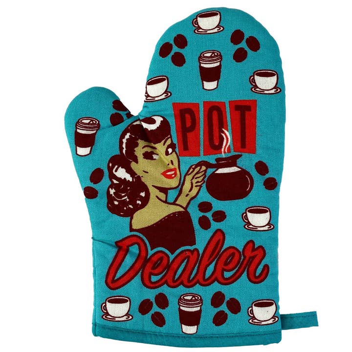 Blue Pot Dealer Oven Mitt Funny Pot 420 Weed Marijuana CBD Gag for wholesale on Faire