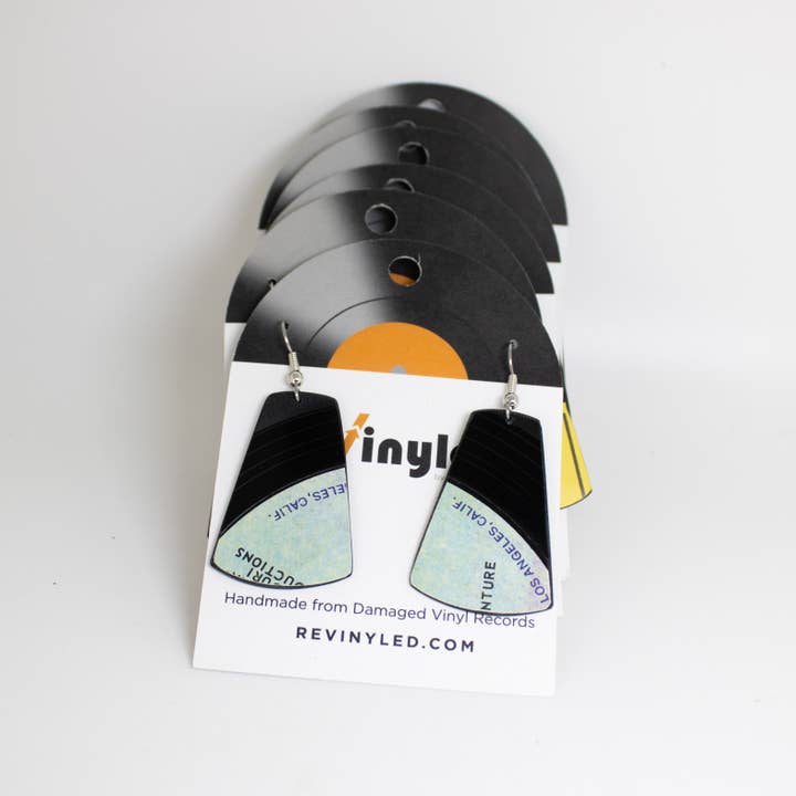 reVinyled - Wholesale Dangle Earrings - Upcycled Vinyl Record Earrings - Small Dangle - Rectangle