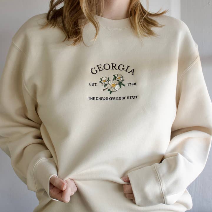Georgia Cherokee Rose Crew for wholesale by Sun Milk