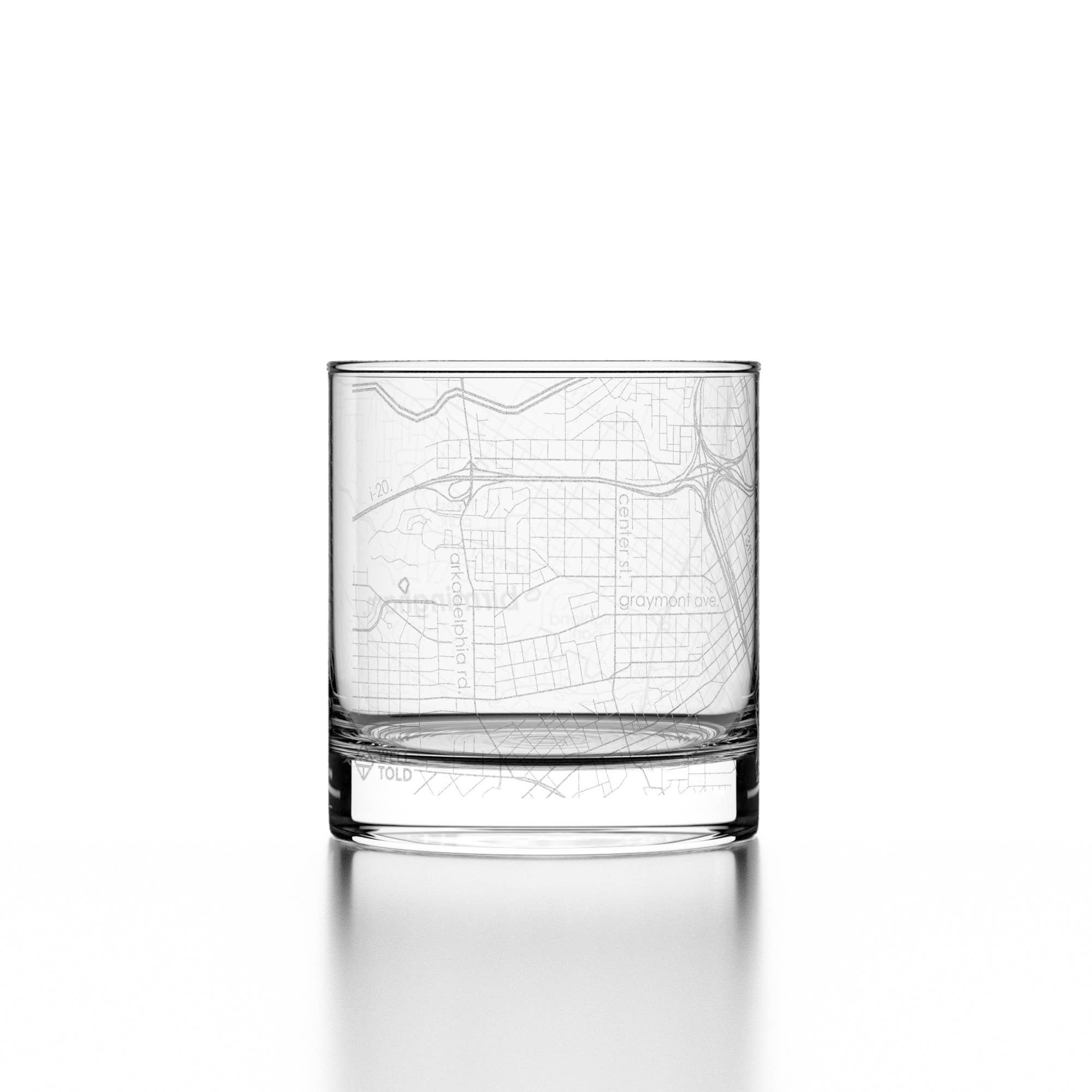 Well Told - Wholesale Cocktail/Liquor Glass - Birmingham, AL City Map - Etched Whiskey Rocks Glass3