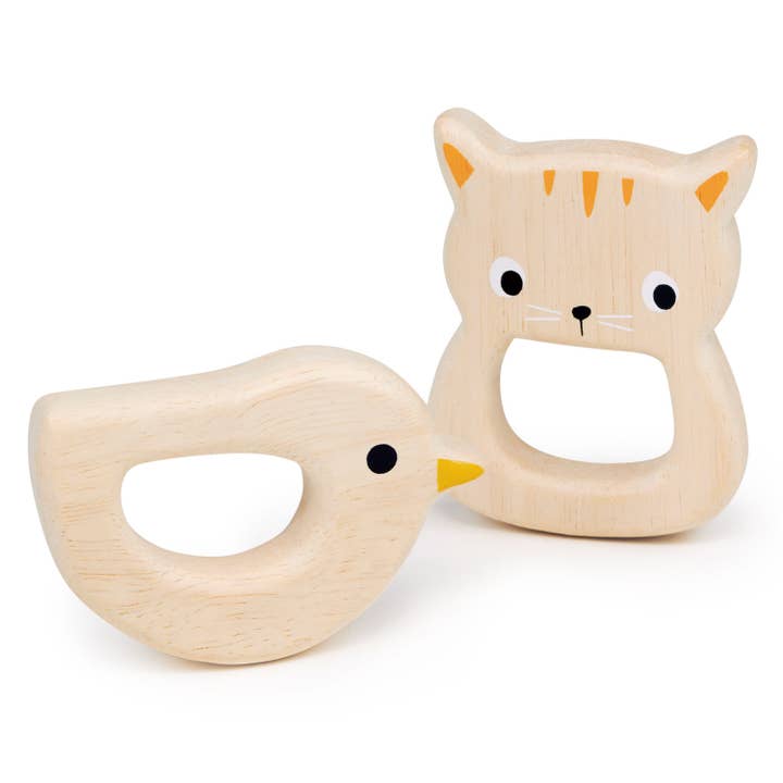 ThreadBear Design UK/EU – wholesale Teether (not clip-on) – Baby – Mentari Bird & Kitten Teethers