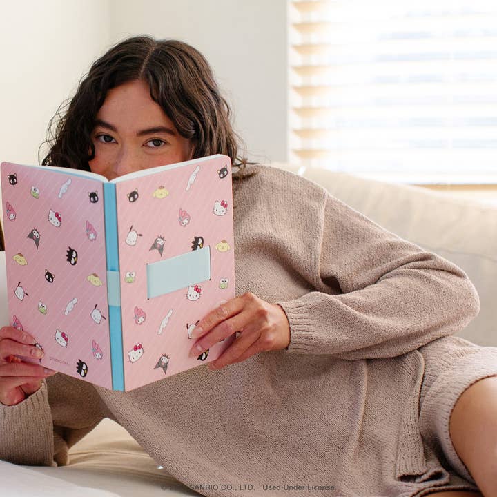Hello Kitty & Friends Pink Pinstripe Casey Notebook for wholesale by Studio Oh!