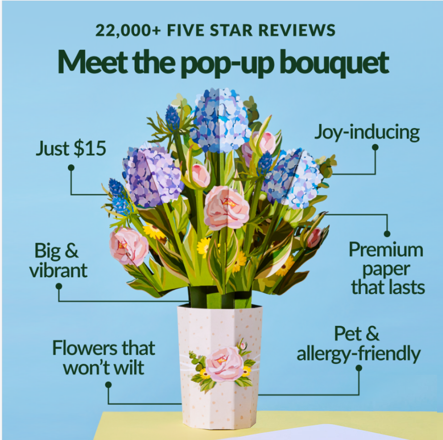 Lovepop Cards - Wholesale Everyday Greeting Card - Wisteria Bouquet, 12x8.5" Flower Vase6