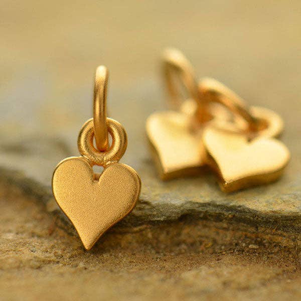Gold Charm - Tiny Heart with 24K Gold Plate 11x5mm - 1pc for wholesale by Plazko