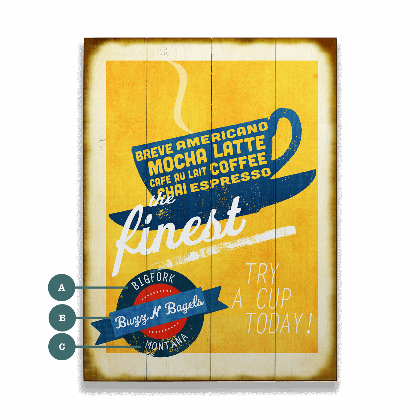 Old Wood Signs - Wholesale Sign - The Finest Coffee - Wood & Metal Wall Art0