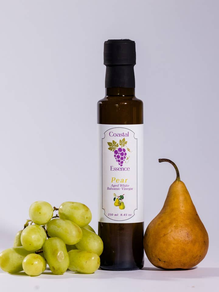 Pear Aged White Balsamic Vinegar for wholesale by Coastal Essence, LLC