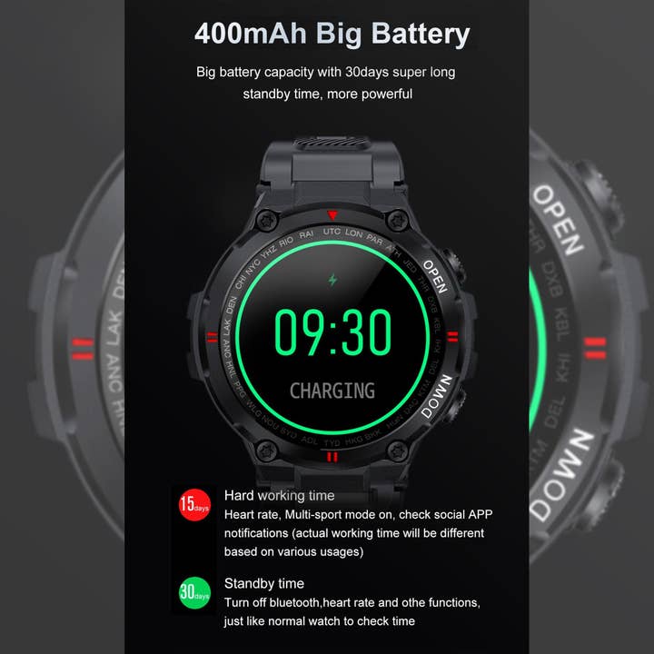 Black Fashion Combat Bluetooth Calls Doctor Smartwatch Full Touch Screen Music Play for wholesale on Faire5