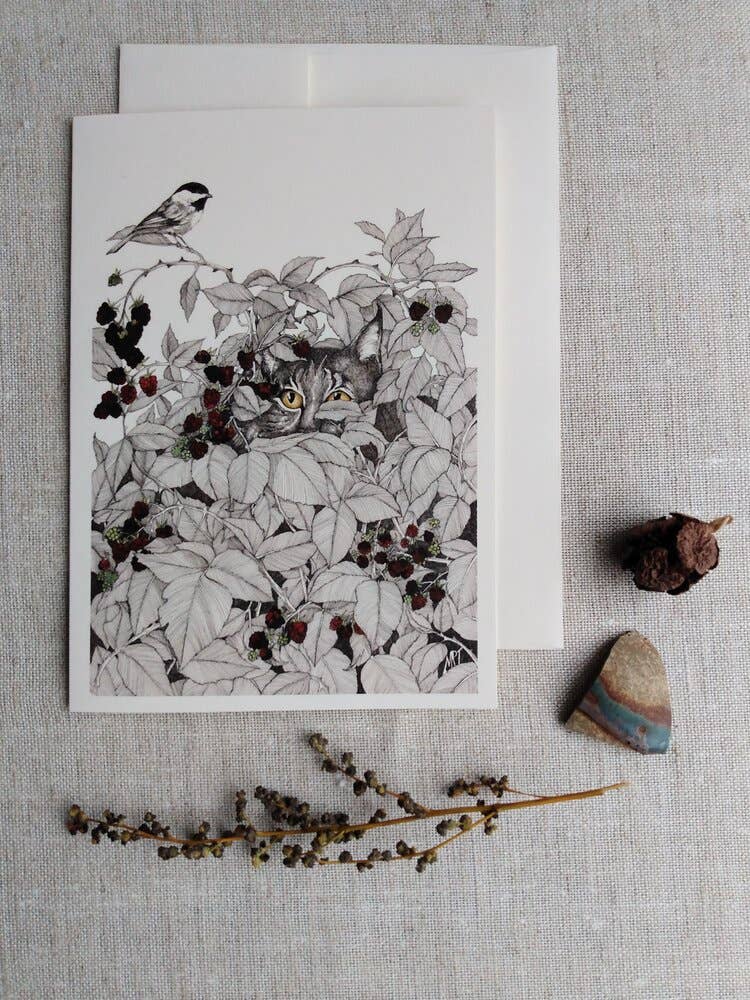 Mattie Rose Art - Vente Carte de vœux classique - Carte Bobcat dans la Broussaille1