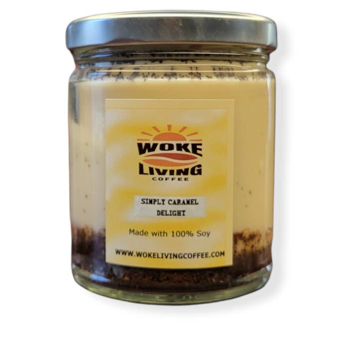 Simply Caramel Delight Coffee Candle for wholesale by Woke Living Coffee