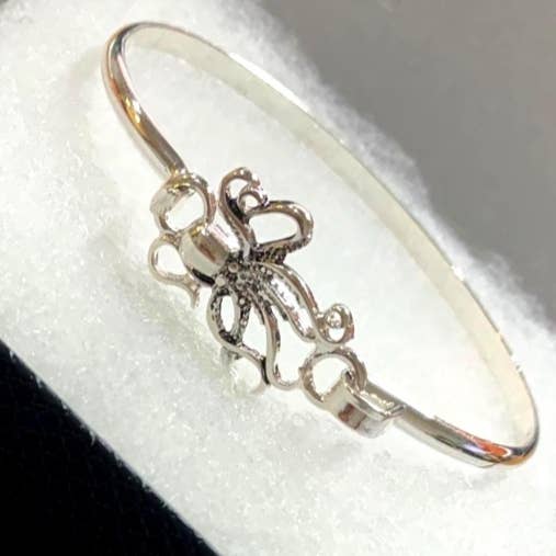 0011 PREMIERE - Wholesale Cuff Bracelet - FR3469 Antique Silver Nautical Octopus Metal Casting Bangle3