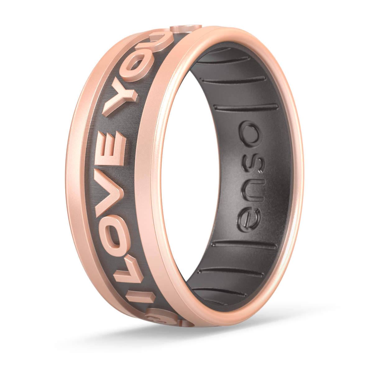 Enso Rings - Wholesale Band/Stacked Ring - Star Wars Silicone Ring - I Love You (English) - Rose Gold/Platinum0