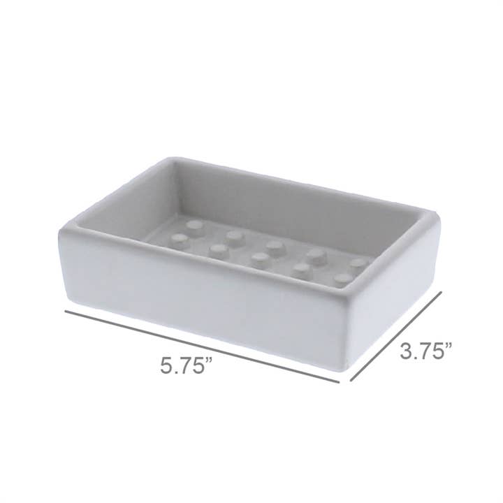 HomArt - Wholesale Bath soap dish - Ceramic Soap Dish - Raised Peg, Rectangle - Matte White1
