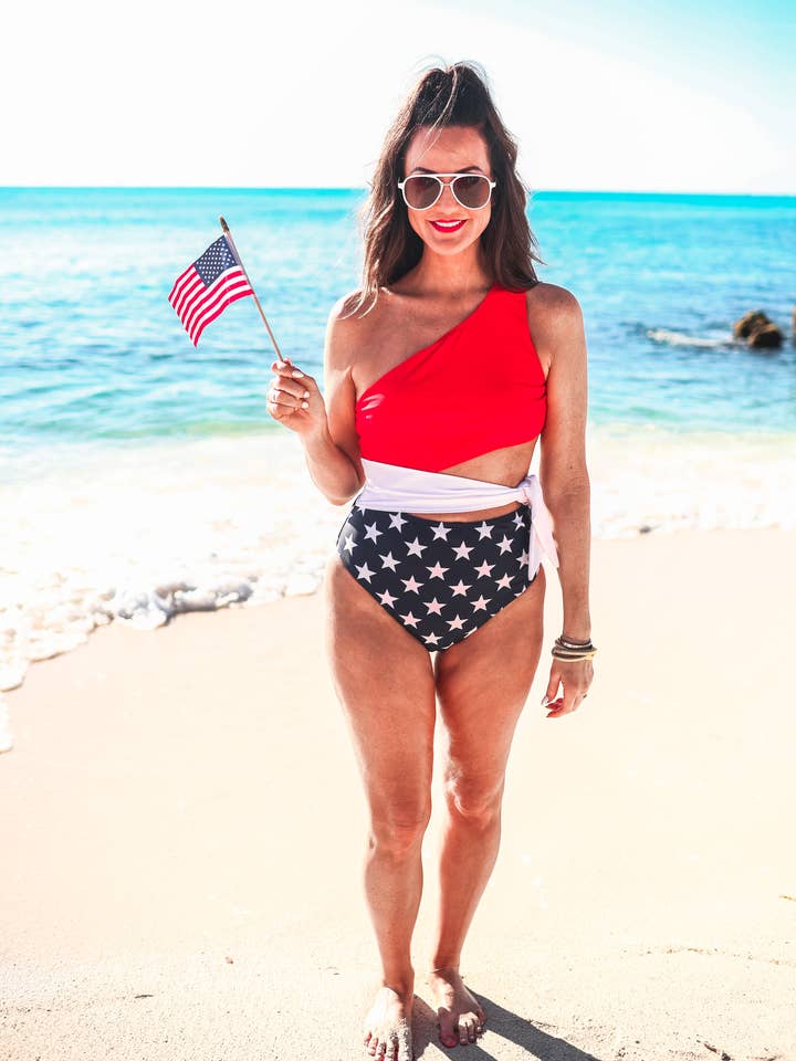 Liberty Island Tie Swimsuit for wholesale by Jess Lea